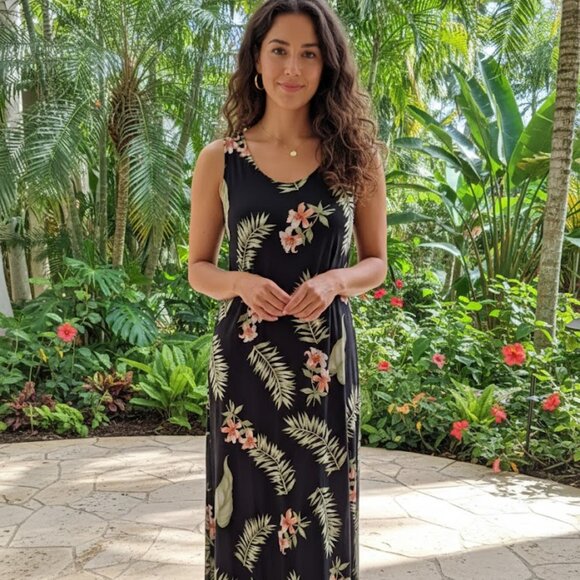 Tahiti Reef Club Vintage Hawaiian Tropical Jacket and Double Slit Dress Set - Picture 2 of 11